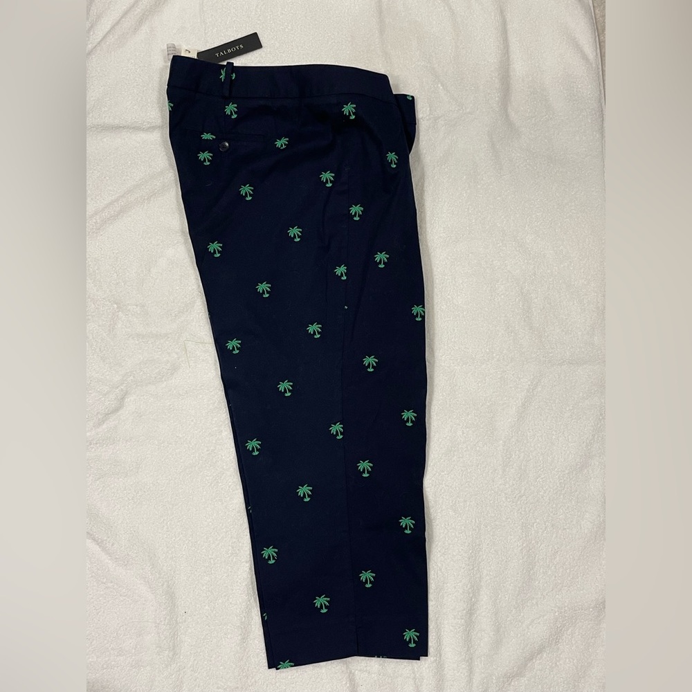🆕 TALBOTS CROPPED CHINOS W/Palm Trees Size 16WP